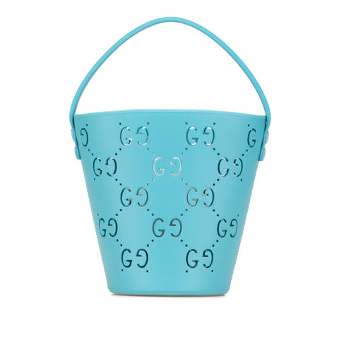 グッチ GGカットアウト チルドレンズ ハンドバッグ バケットバッグ 723051 ライトブルー ラバー レディース GUCCI 【中古】