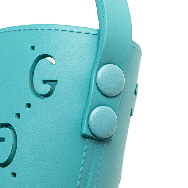 グッチ GGカットアウト チルドレンズ ハンドバッグ バケットバッグ 723051 ライトブルー ラバー レディース GUCCI 【中古】