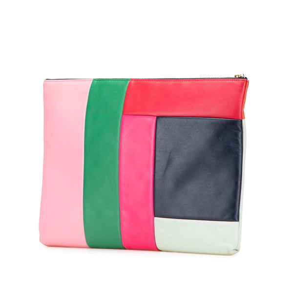シャネル 2015 ココマーク カラーブロック クラッチバッグ マルチカラー ブラック ラムスキン レディース CHANEL 【中古】