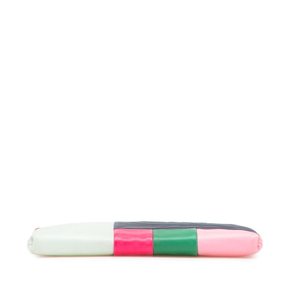 シャネル 2015 ココマーク カラーブロック クラッチバッグ マルチカラー ブラック ラムスキン レディース CHANEL 【中古】