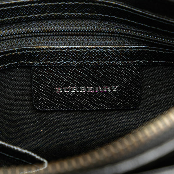 バーバリー ノバチェック ハンドバッグ ベージュ ブラック レッド キャンバス レザー レディース BURBERRY 【中古】
