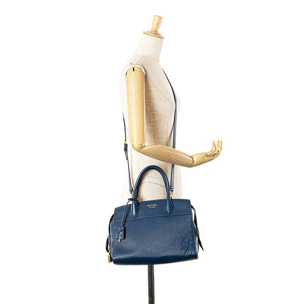 プラダ エスプラナード ハンドバッグ ショルダーバッグ 2WAY 1BA046 ブルー レザー レディース PRADA 【中古】