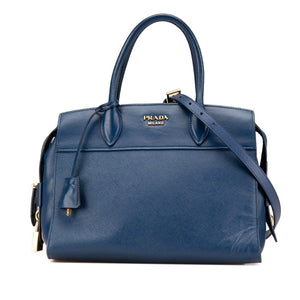 プラダ エスプラナード ハンドバッグ ショルダーバッグ 2WAY 1BA046 ブルー レザー レディース PRADA 【中古】