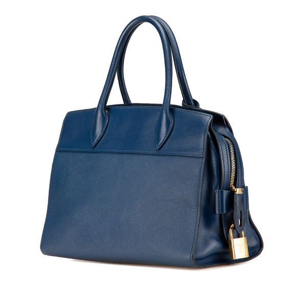 プラダ エスプラナード ハンドバッグ ショルダーバッグ 2WAY 1BA046 ブルー レザー レディース PRADA 【中古】