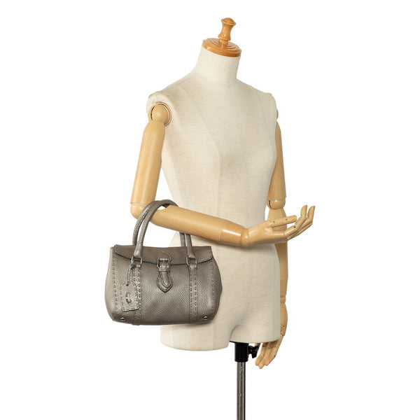 フェンディ セレリア リンダ ミニ ハンドバッグ 8R486 グレー シルバー レザー レディース FENDI 【中古】