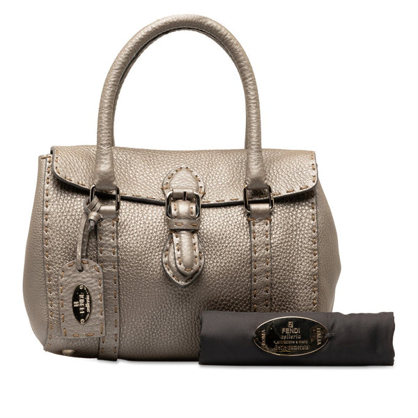 フェンディ セレリア リンダ ミニ ハンドバッグ 8R486 グレー シルバー レザー レディース FENDI 【中古】