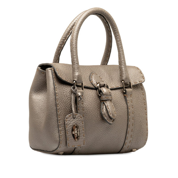 フェンディ セレリア リンダ ミニ ハンドバッグ 8R486 グレー シルバー レザー レディース FENDI 【中古】