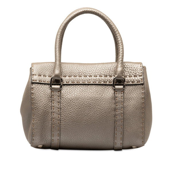 フェンディ セレリア リンダ ミニ ハンドバッグ 8R486 グレー シルバー レザー レディース FENDI 【中古】