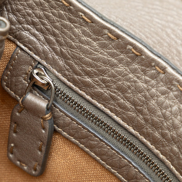 フェンディ セレリア リンダ ミニ ハンドバッグ 8R486 グレー シルバー レザー レディース FENDI 【中古】