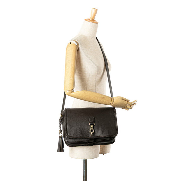 グッチ マラケシュ タッセル 斜め掛け ショルダーバッグ 336658 ブラウン レザー レディース GUCCI 【中古】