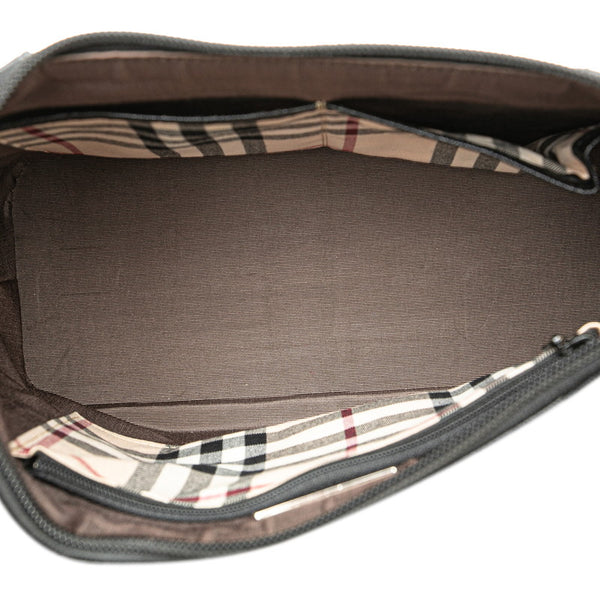 バーバリー ノバチェック ワンショルダーバッグ ハンドバッグ ブラック レザー レディース BURBERRY 【中古】