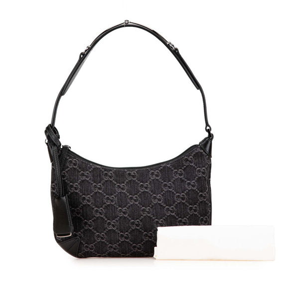 グッチ GGデニム ホースビットスリム スモールショルダーバッグ 774719 ブラック デニム レザー レディース GUCCI 【中古】