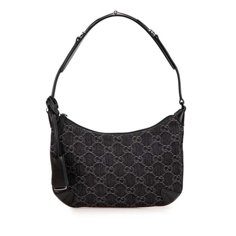 グッチ GGデニム ホースビットスリム スモールショルダーバッグ 774719 ブラック デニム レザー レディース GUCCI 【中古】