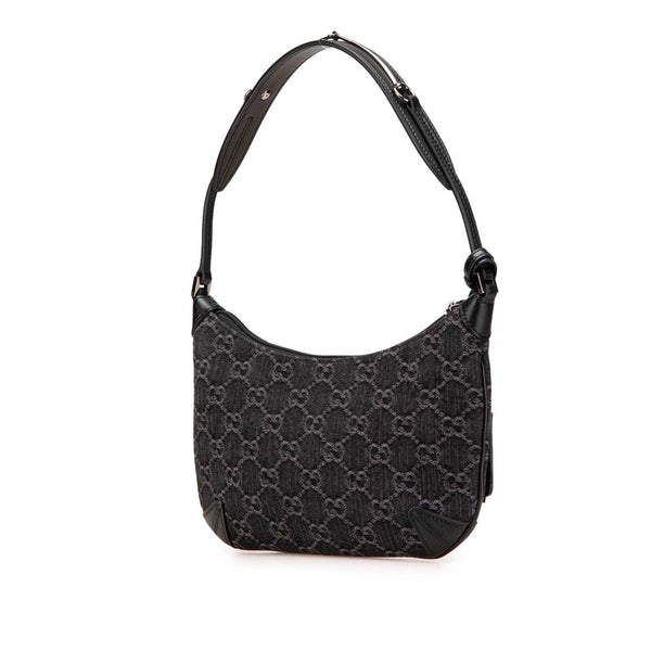 グッチ GGデニム ホースビットスリム スモールショルダーバッグ 774719 ブラック デニム レザー レディース GUCCI 【中古】