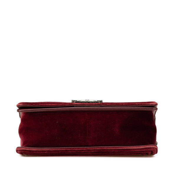 シャネル ボーイシャネル25 ココマーク チェーン ショルダーバッグ ワインレッド ベロア レディース CHANEL 【中古】