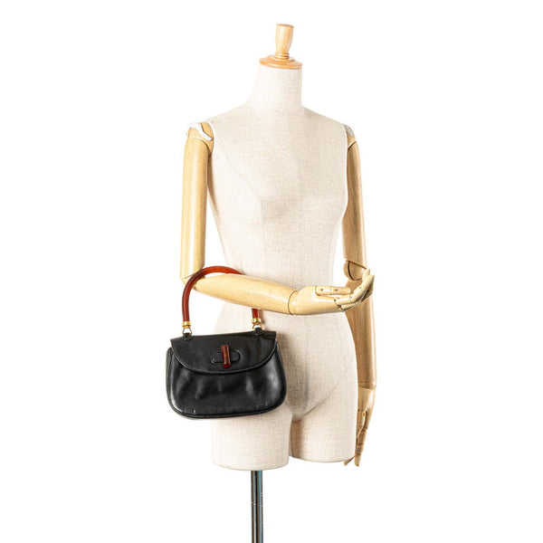 グッチ ハンドバッグ 000 46 0103 ブラック ブラウン レザー プラスチック レディース GUCCI 【中古】