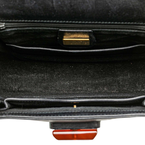 グッチ ハンドバッグ 000 46 0103 ブラック ブラウン レザー プラスチック レディース GUCCI 【中古】