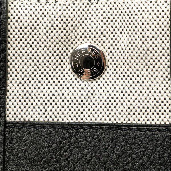 エルメス サックアーネPM トートバッグ ハンドバッグ グレー ブラック トワルアッシュ レザー レディース HERMES 【中古】
