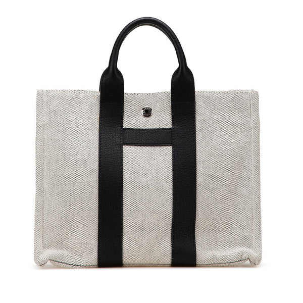 エルメス サックアーネPM トートバッグ ハンドバッグ グレー ブラック トワルアッシュ レザー レディース HERMES 【中古】