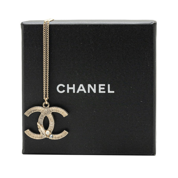 シャネル ココマーク リーフ ネックレス シルバー メタル フェイクパール レディース CHANEL 【中古】
