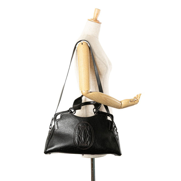 カルティエ マルチェロ ハンドバッグ ショルダーバッグ 2WAY ブラック レザー レディース CARTIER 【中古】