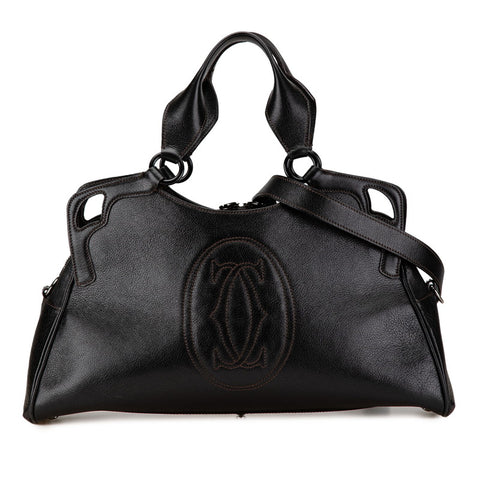 カルティエ マルチェロ ハンドバッグ ショルダーバッグ 2WAY ブラック レザー レディース CARTIER 【中古】