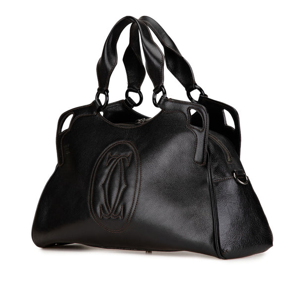 カルティエ マルチェロ ハンドバッグ ショルダーバッグ 2WAY ブラック レザー レディース CARTIER 【中古】