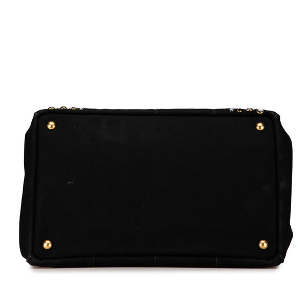 プラダ カナパ ハンドバッグ ショルダーバッグ 2WAY 1BG439 ブラック キャンバス ビーズ レディース PRADA 【中古】