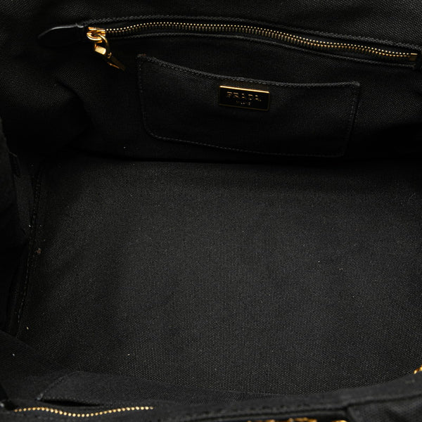 プラダ カナパ ハンドバッグ ショルダーバッグ 2WAY 1BG439 ブラック キャンバス ビーズ レディース PRADA 【中古】