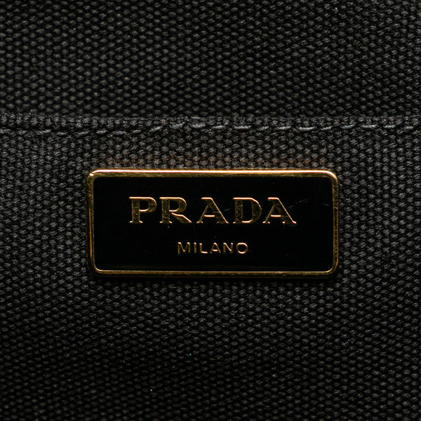 プラダ カナパ ハンドバッグ ショルダーバッグ 2WAY 1BG439 ブラック キャンバス ビーズ レディース PRADA 【中古】