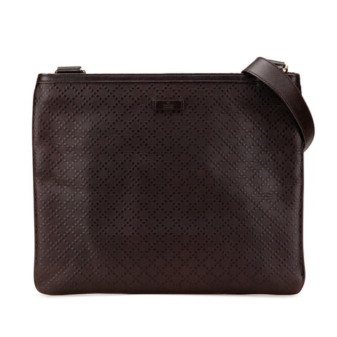 グッチ ディアマンテ 斜め掛け ショルダーバッグ 201446 ブラック ブラウン PVC レザー メンズ GUCCI 【中古】