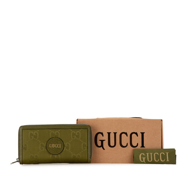 グッチ グッチ オフザグリット ラウンドファスナー 長財布 625576 カーキグリーン ナイロン レザー レディース GUCCI 【中古】
