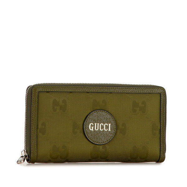 グッチ グッチ オフザグリット ラウンドファスナー 長財布 625576 カーキグリーン ナイロン レザー レディース GUCCI 【中古】