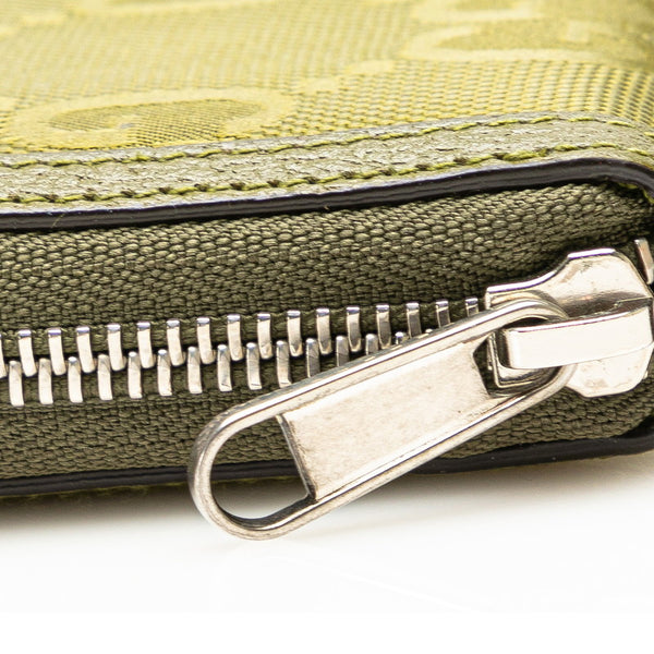 グッチ グッチ オフザグリット ラウンドファスナー 長財布 625576 カーキグリーン ナイロン レザー レディース GUCCI 【中古】