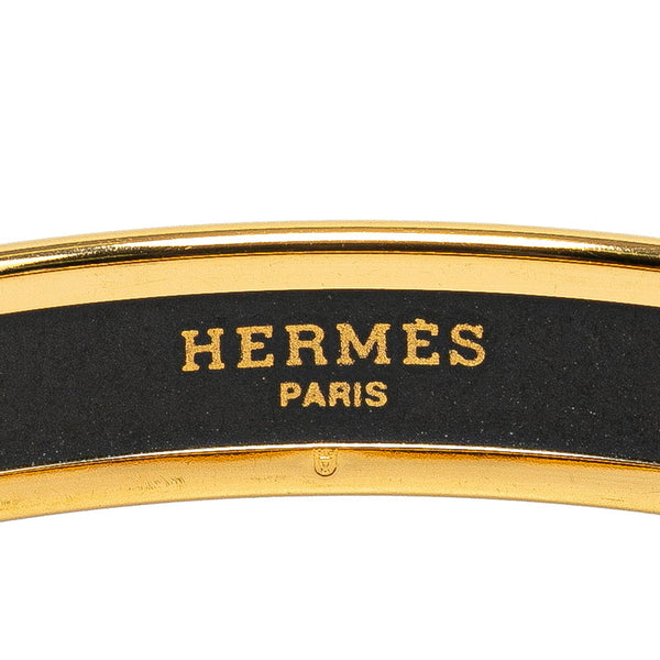 エルメス エマイユPM 総柄 七宝焼き バングル ブレスレット ゴールド レッド メッキ レディース HERMES 【中古】