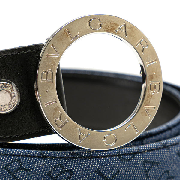 ブルガリ ロゴマニア ブルガリブルガリ ベルト サイズ：105/42 ブルー デニム レザー レディース BVLGARI 【中古】