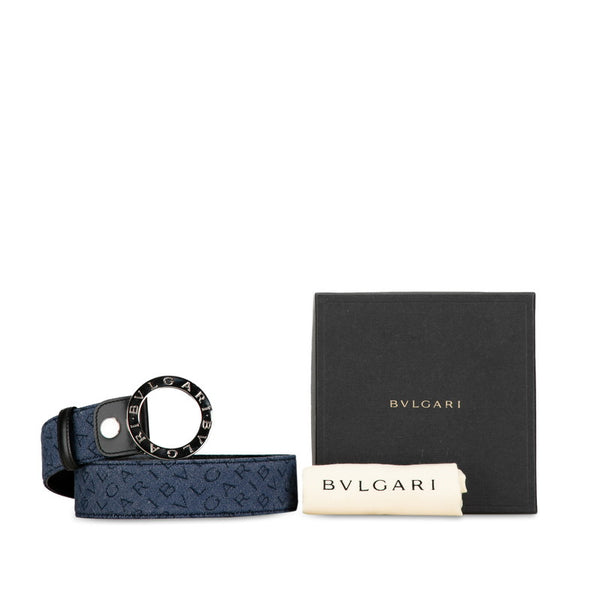 ブルガリ ロゴマニア ブルガリブルガリ ベルト サイズ：105/42 ブルー デニム レザー レディース BVLGARI 【中古】