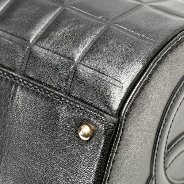 シャネル チョコバー ココマーク ハンドバッグ ブラック ラムスキン レディース CHANEL 【中古】