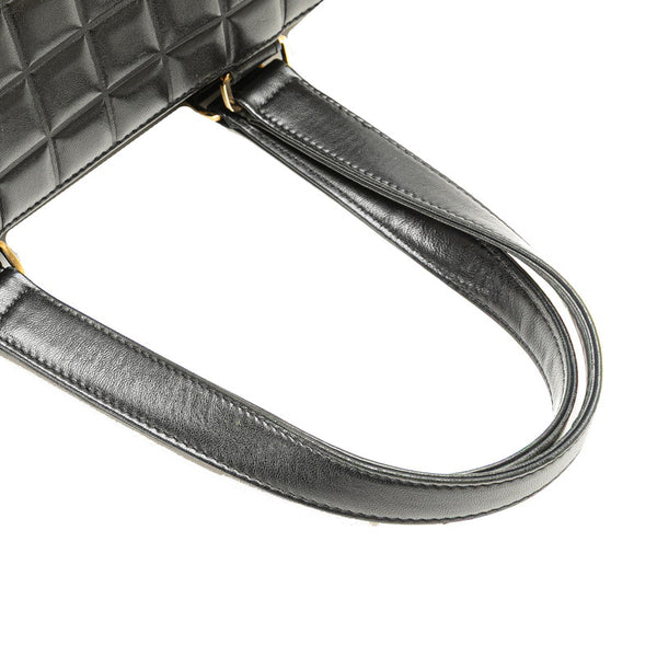 シャネル チョコバー ココマーク ハンドバッグ ブラック ラムスキン レディース CHANEL 【中古】