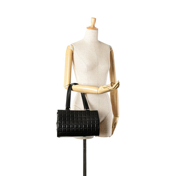 シャネル チョコバー ココマーク ハンドバッグ ブラック ラムスキン レディース CHANEL 【中古】