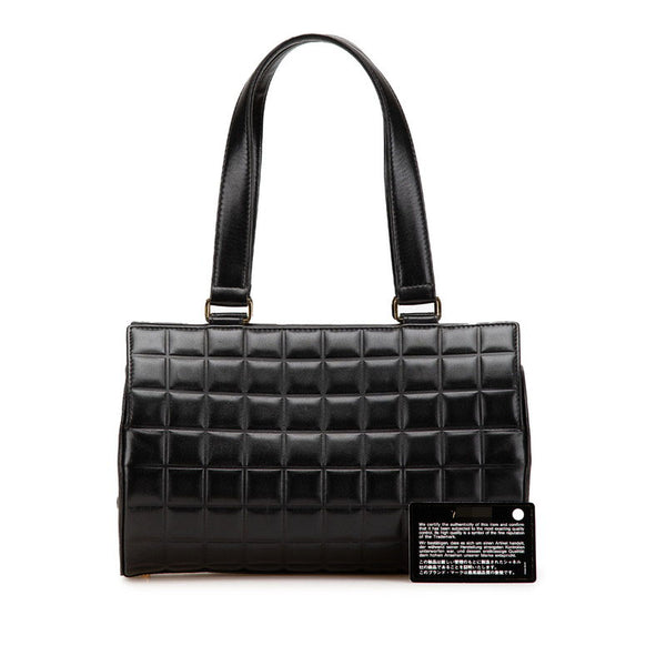 シャネル チョコバー ココマーク ハンドバッグ ブラック ラムスキン レディース CHANEL 【中古】