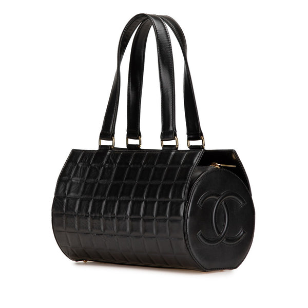 シャネル チョコバー ココマーク ハンドバッグ ブラック ラムスキン レディース CHANEL 【中古】