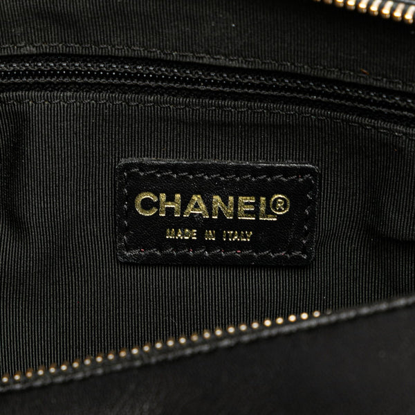 シャネル チョコバー ココマーク ハンドバッグ ブラック ラムスキン レディース CHANEL 【中古】