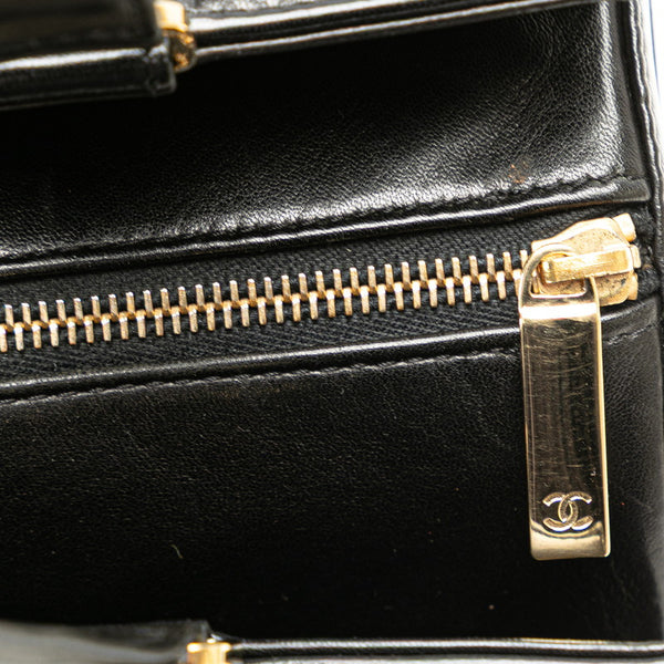 シャネル チョコバー ココマーク ハンドバッグ ブラック ラムスキン レディース CHANEL 【中古】