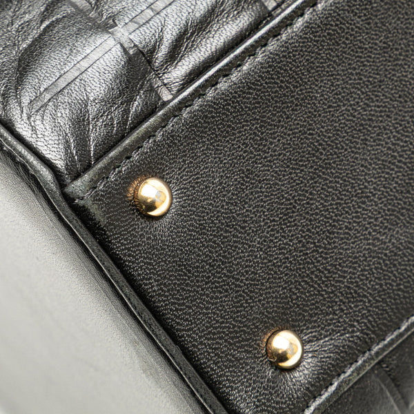 シャネル チョコバー ココマーク ハンドバッグ ブラック ラムスキン レディース CHANEL 【中古】