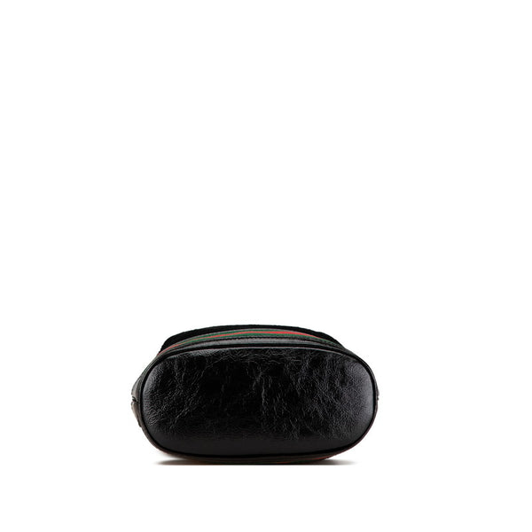 グッチ オフィディア シェリーライン ハンドバッグ ショルダーバッグ 2WAY 550621 ブラック スウェード パテントレザー レディース GUCCI 【中古】