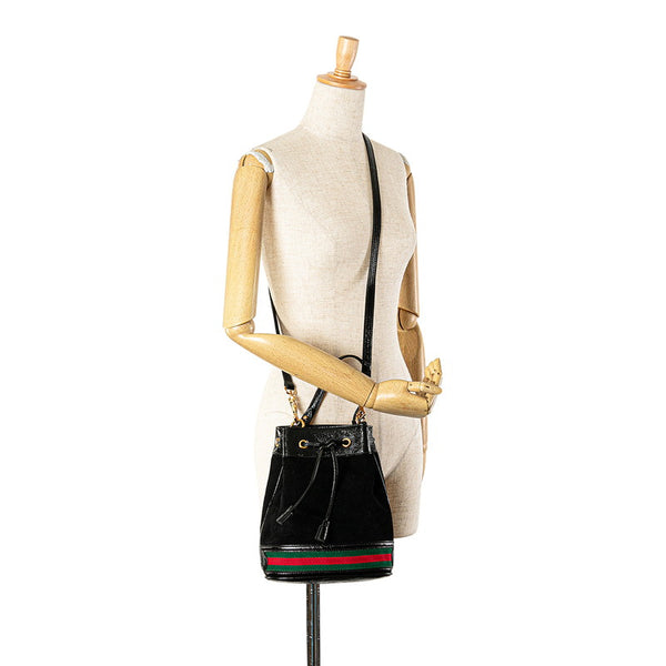 グッチ オフィディア シェリーライン ハンドバッグ ショルダーバッグ 2WAY 550621 ブラック スウェード パテントレザー レディース GUCCI 【中古】