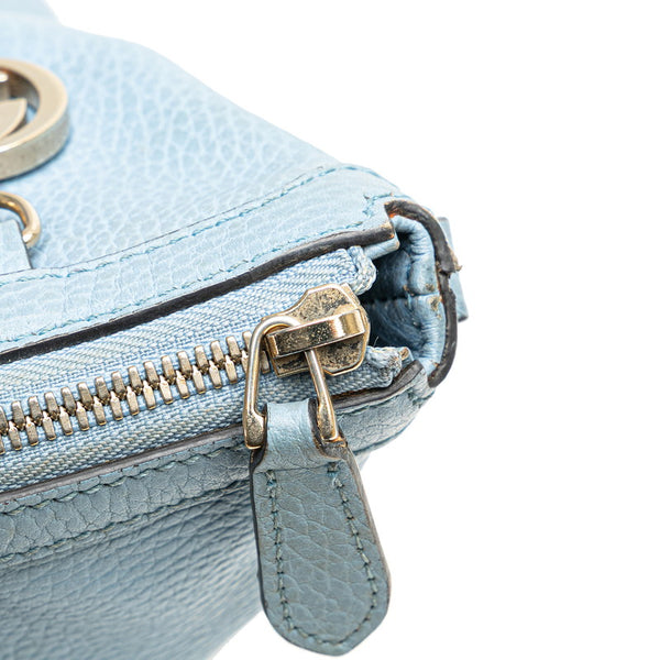 グッチ インターロッキングG ハンドバッグ ショルダーバッグ 2WAY 449659 ライトブルー レザー レディース GUCCI 【中古】