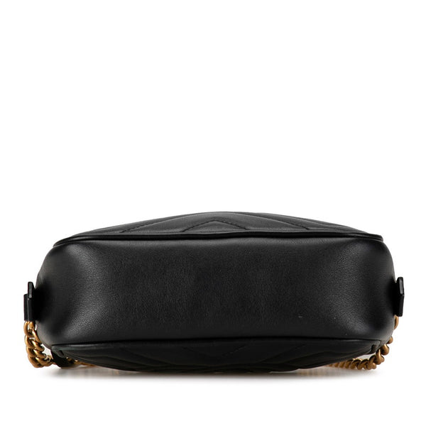 グッチ GGマーモント キルティング 斜め掛け チェーン ショルダーバッグ 448065 ブラック レザー レディース GUCCI 【中古】