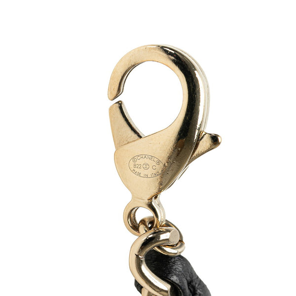 シャネル ココマーク チェーン ベルト ブラック ゴールド レザー フェイクパール メタル レディース CHANEL 【中古】